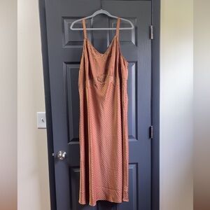 NWT Gold-Orange Slip Cami Dress w/ Lace Trim